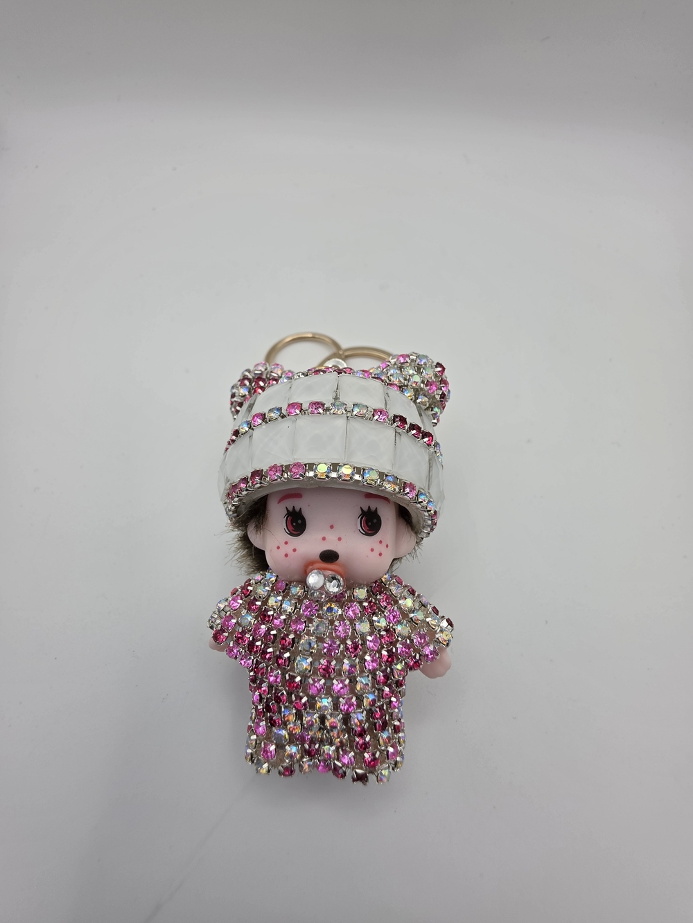 Crystal Pink Doll Keychain Card Holder